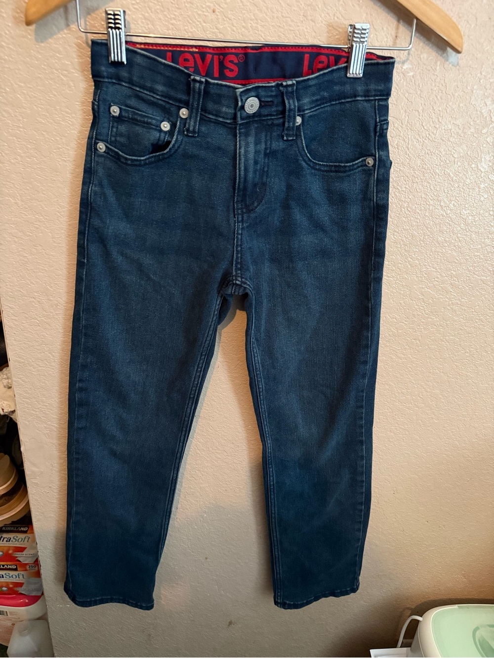 Levi's Kids Dark Blue Denim Jeans with Red Waistband Detail